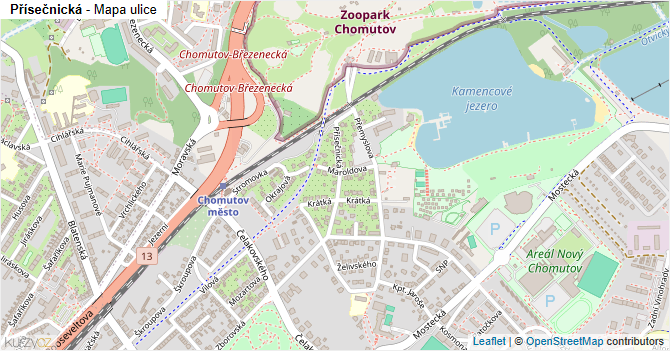 Přísečnická - mapa ulice