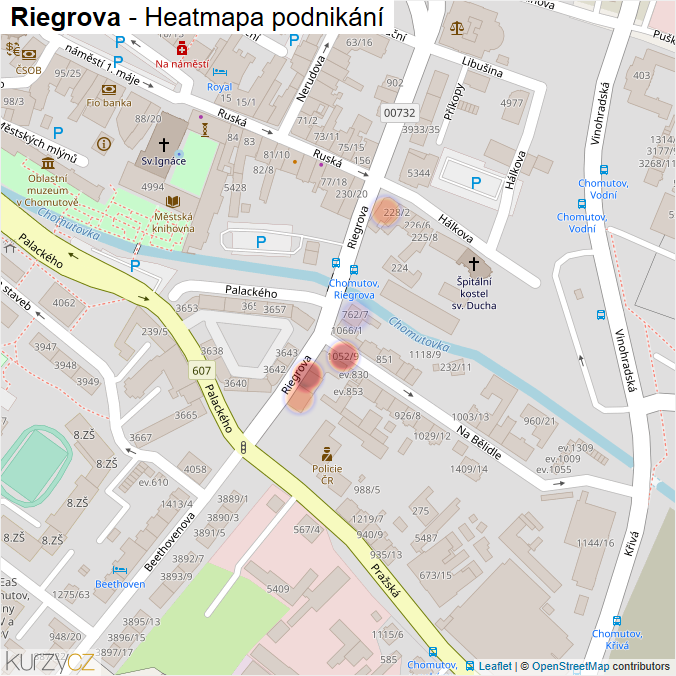 Mapa Riegrova - Firmy v ulici.