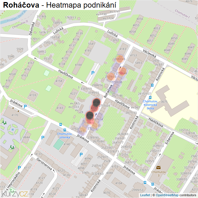 Mapa Roháčova - Firmy v ulici.
