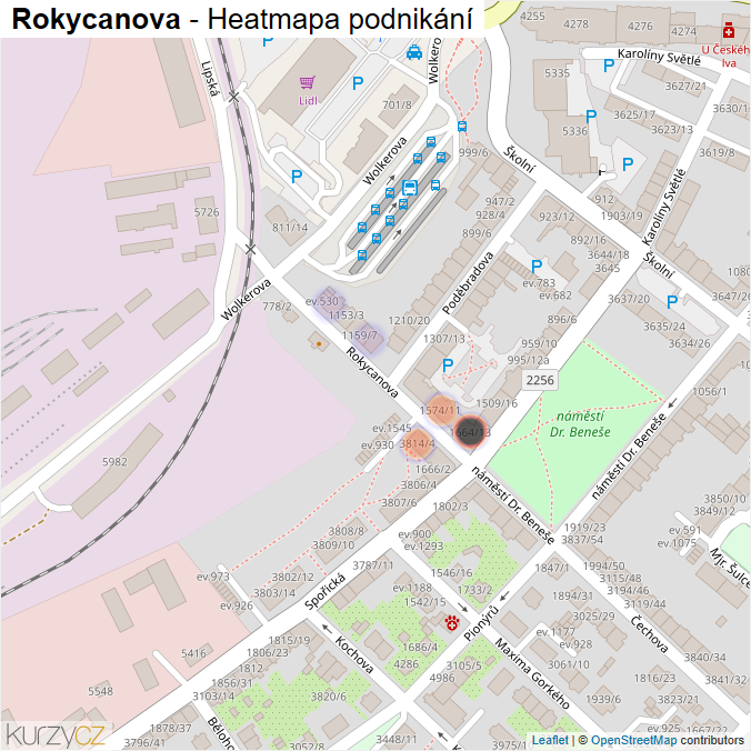 Mapa Rokycanova - Firmy v ulici.