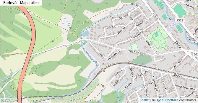 Sadová - mapa ulice