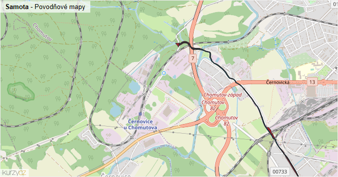 Samota - záplavové mapy stoleté vody