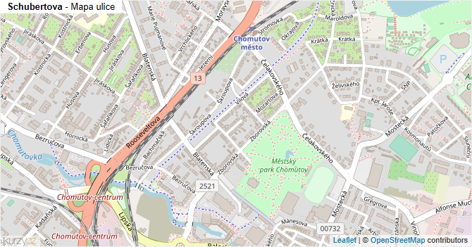 Schubertova - mapa ulice