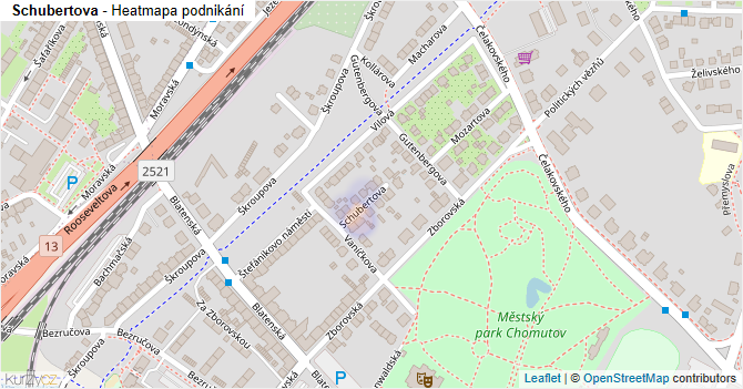 Schubertova - mapa podnikání