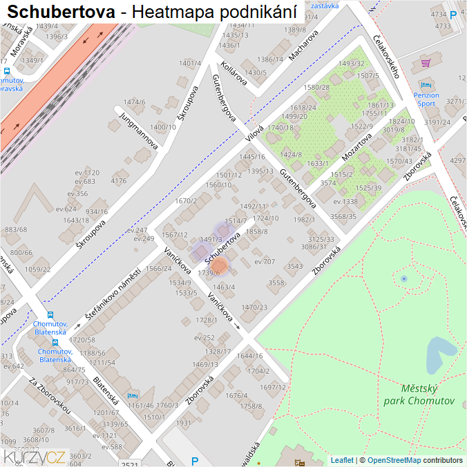 Mapa Schubertova - Firmy v ulici.