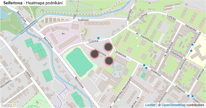 Seifertova - mapa podnikání