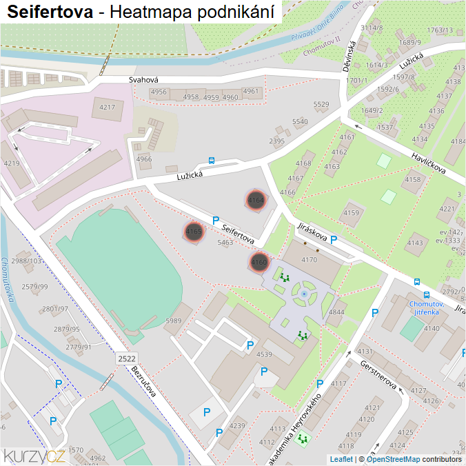 Mapa Seifertova - Firmy v ulici.