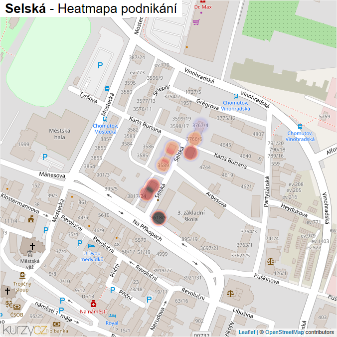 Mapa Selská - Firmy v ulici.