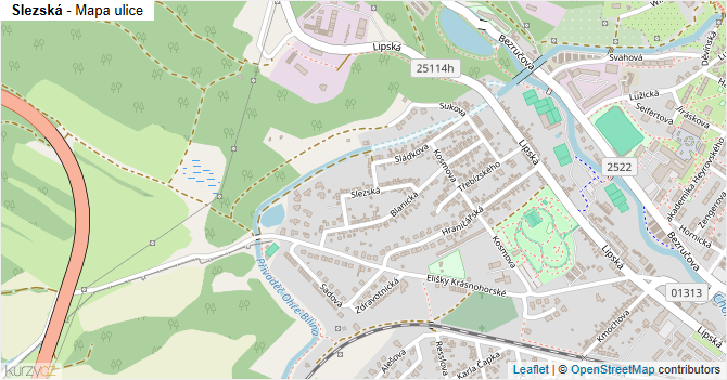Slezská - mapa ulice