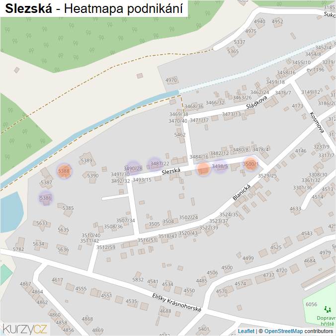 Mapa Slezská - Firmy v ulici.