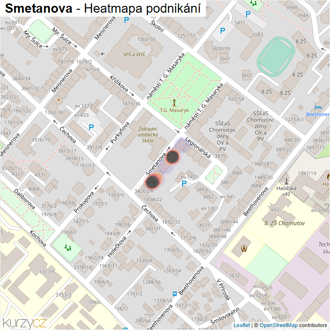 Mapa Smetanova - Firmy v ulici.