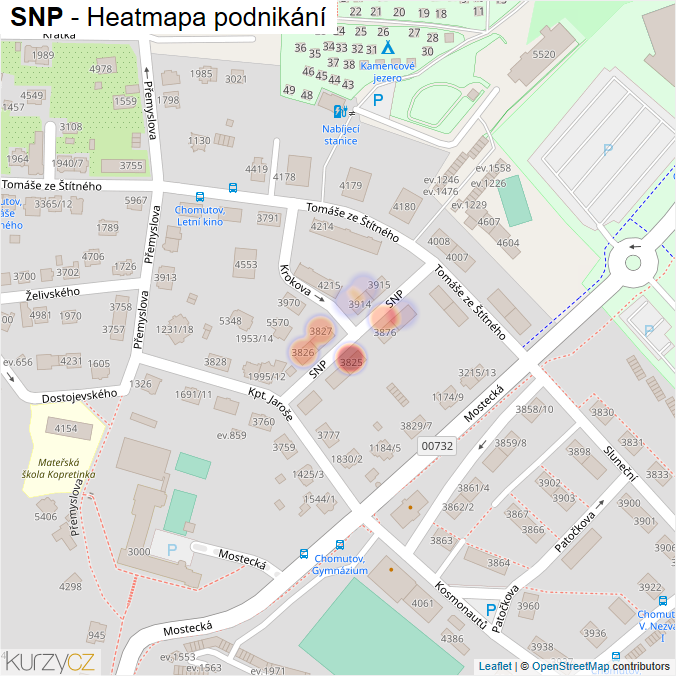 Mapa SNP - Firmy v ulici.
