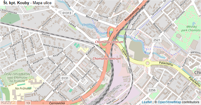 Št. kpt. Kouby - mapa ulice