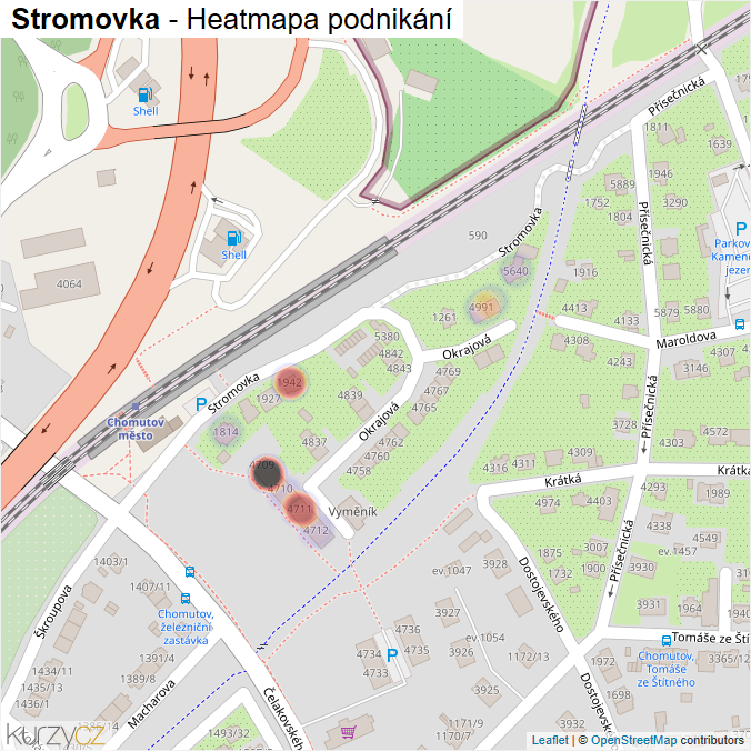 Mapa Stromovka - Firmy v ulici.