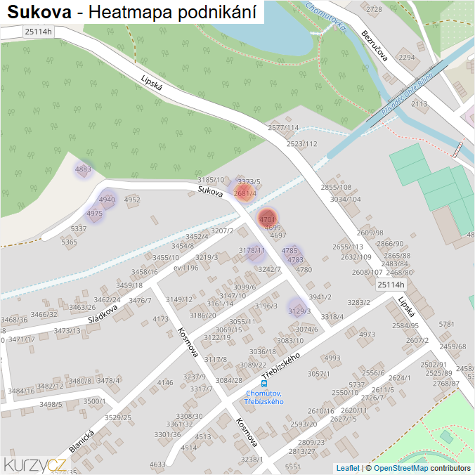 Mapa Sukova - Firmy v ulici.