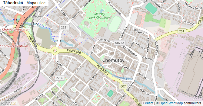 Táboritská - mapa ulice
