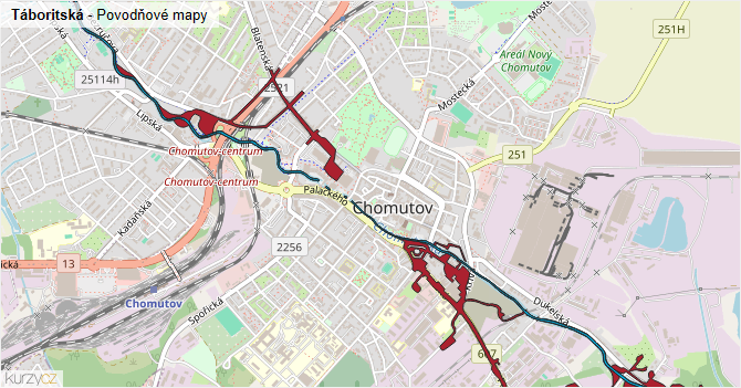 Táboritská - záplavové mapy stoleté vody