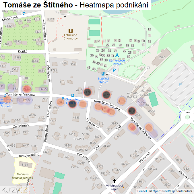 Mapa Tomáše ze Štítného - Firmy v ulici.