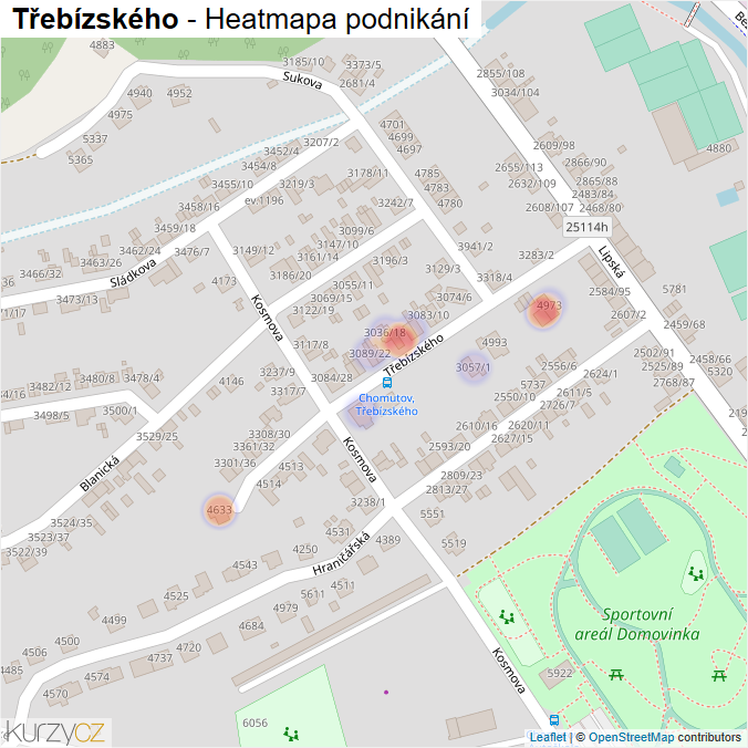 Mapa Třebízského - Firmy v ulici.