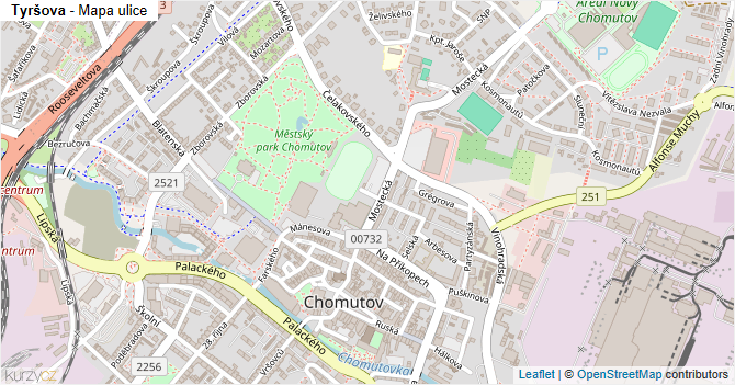 Tyršova - mapa ulice