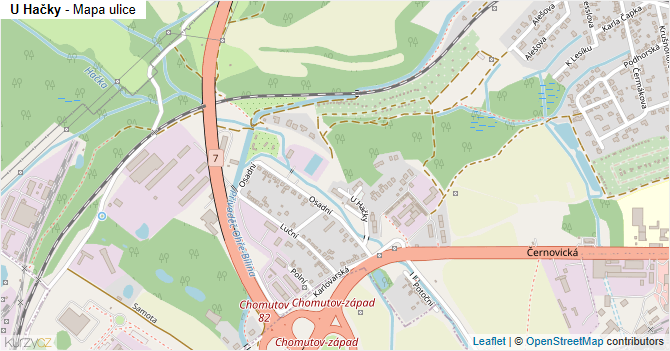 U Hačky - mapa ulice