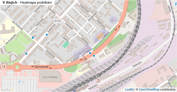 V Alejích - mapa podnikání