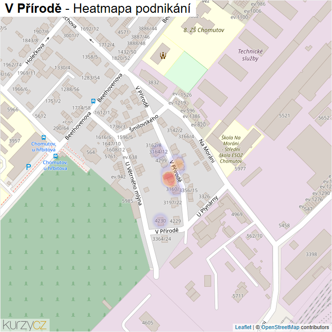 Mapa V Přírodě - Firmy v ulici.