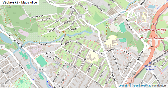 Václavská - mapa ulice
