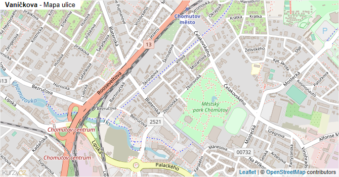 Vaníčkova - mapa ulice