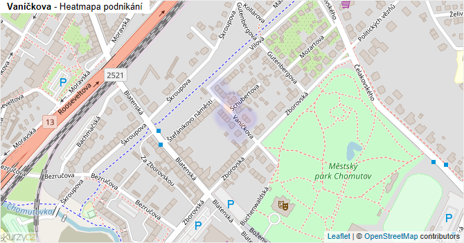Vaníčkova - mapa podnikání