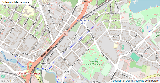 Vilová - mapa ulice