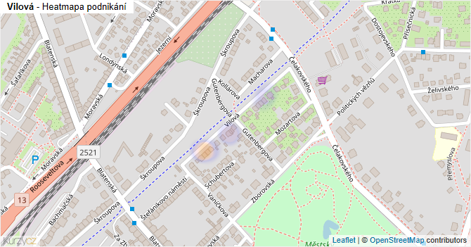 Vilová - mapa podnikání