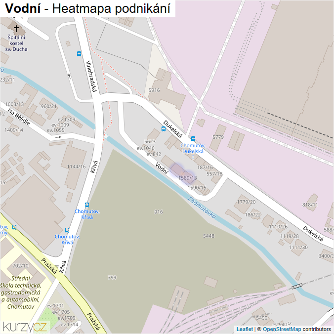 Mapa Vodní - Firmy v ulici.
