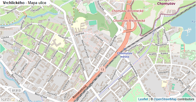 Vrchlického - mapa ulice