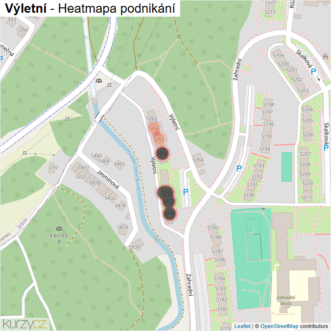 Mapa Výletní - Firmy v ulici.