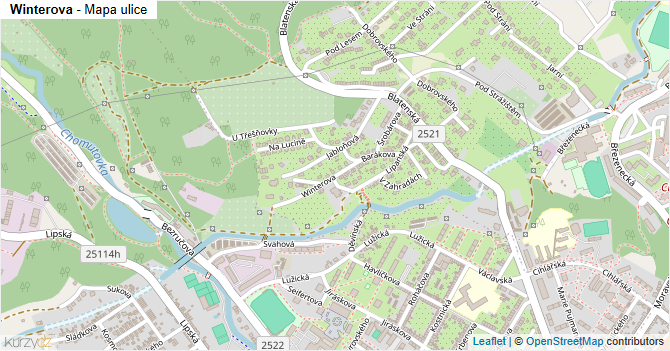 Winterova - mapa ulice