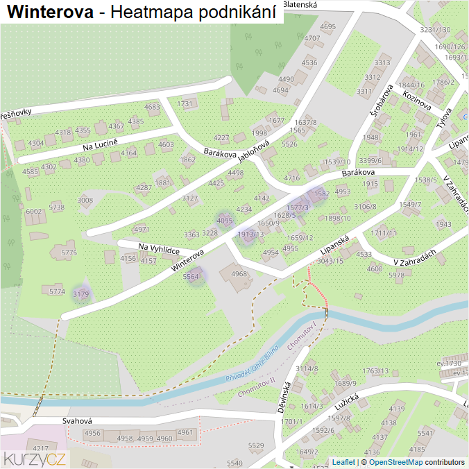 Mapa Winterova - Firmy v ulici.