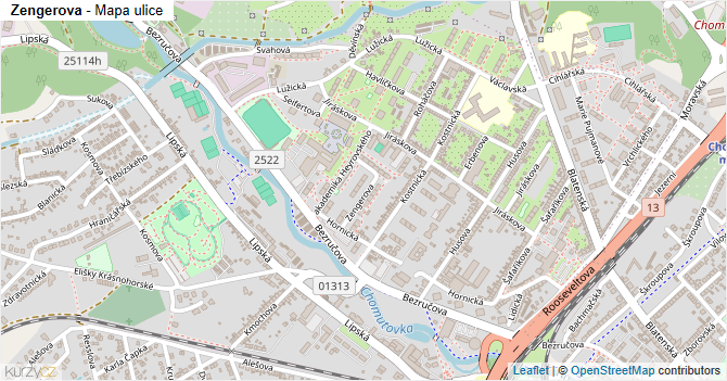 Zengerova - mapa ulice