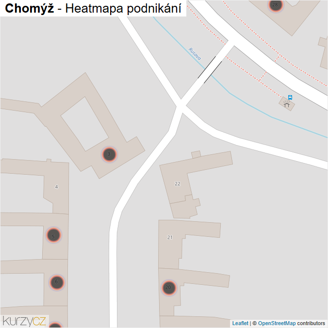 Mapa Chomýž - Firmy v obci.