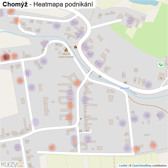 Mapa Chomýž - Firmy v části obce.