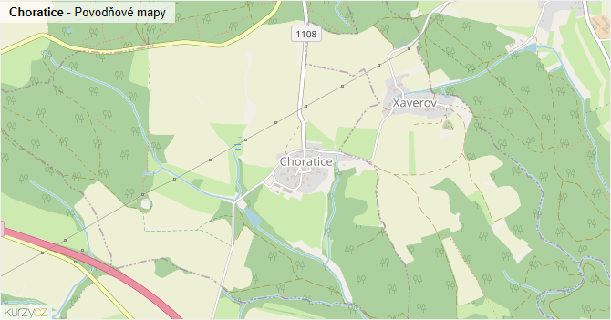 Choratice - záplavové mapy stoleté vody