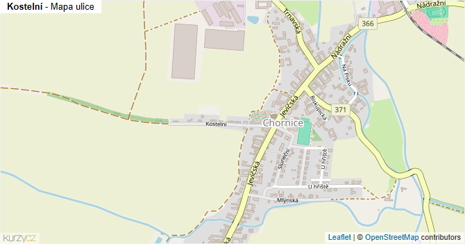 Kostelní - mapa ulice