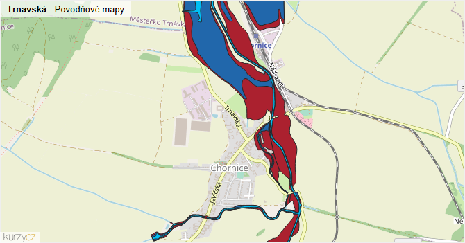 Trnavská - záplavové mapy stoleté vody