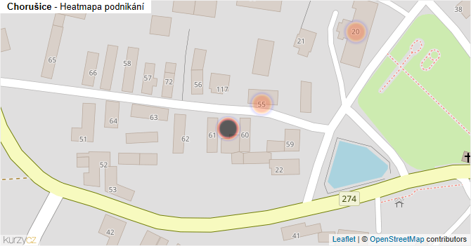 Chorušice - mapa podnikání