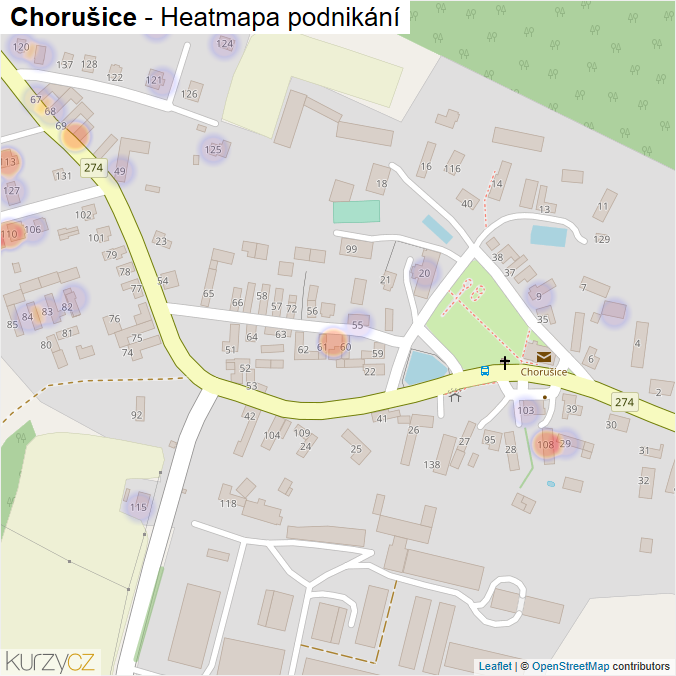 Mapa Chorušice - Firmy v části obce.