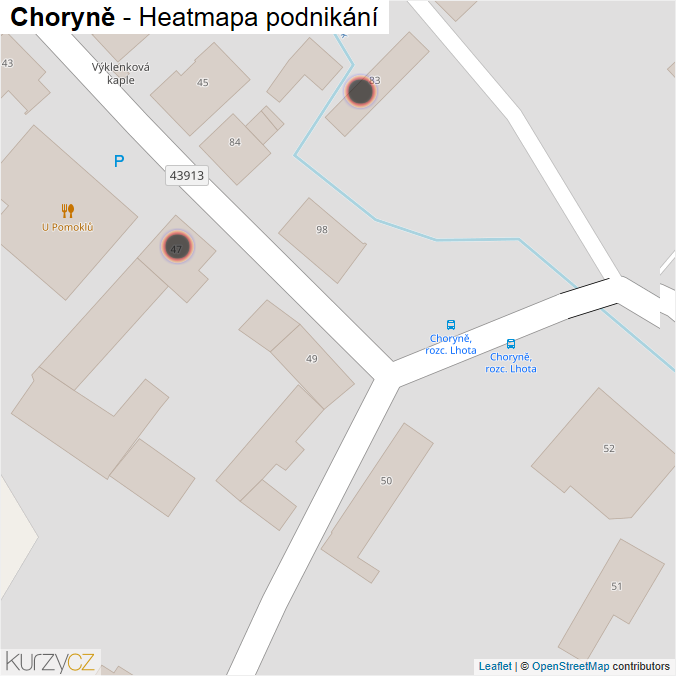 Mapa Choryně - Firmy v obci.