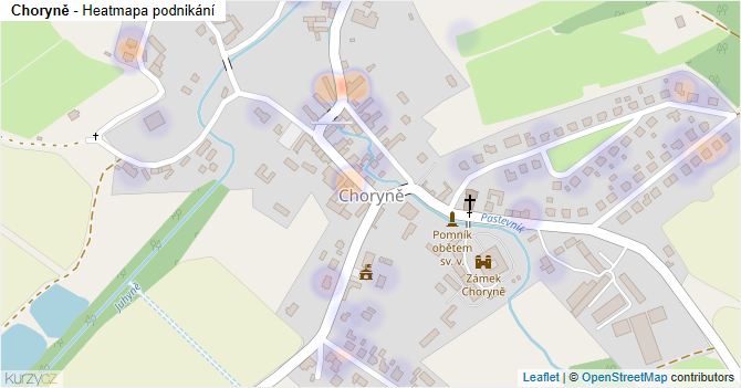 Choryně - mapa podnikání