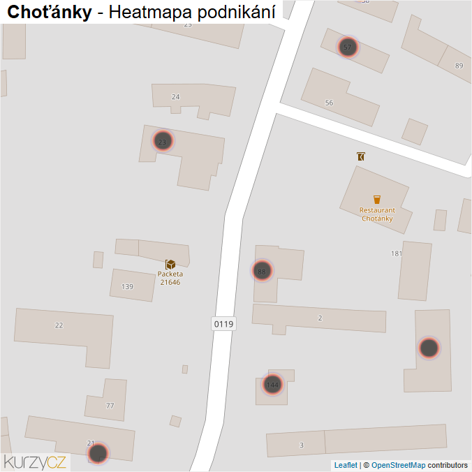 Mapa Choťánky - Firmy v obci.