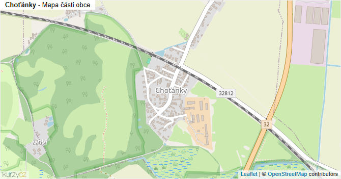 Choťánky - mapa části obce