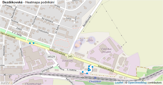 Bezděkovská - mapa podnikání